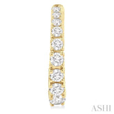 3/4 ctw Graduated Round Cut Diamond Fashion Hoop Earrings in 14K Yellow Gold